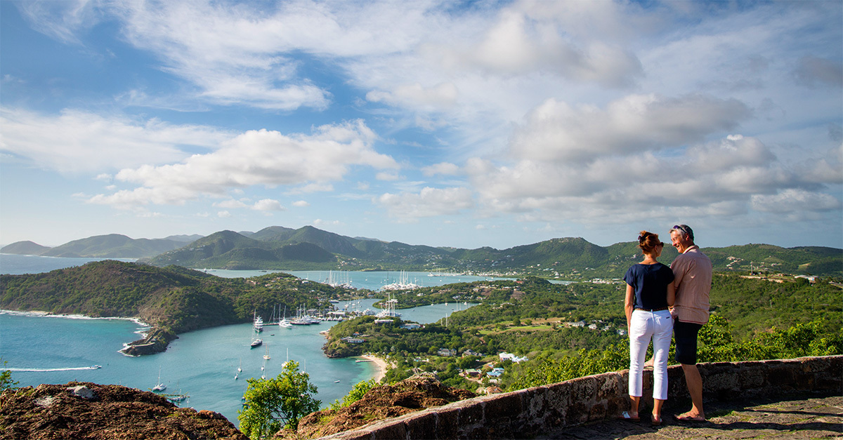 Fred Olsen view from Shirley Heights in Antigua a popular island call on no fly Caribbean cruises