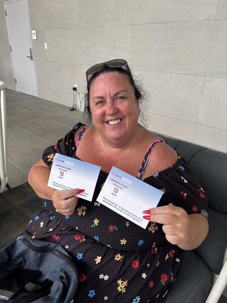 Katie Longstaff happy withher points postcard