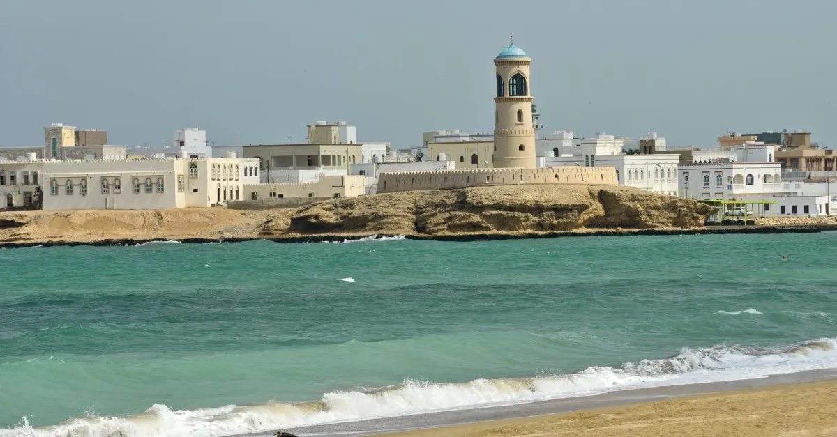 Beaches Sur beach view with the tower Sur Ash Sharqiyah Oman