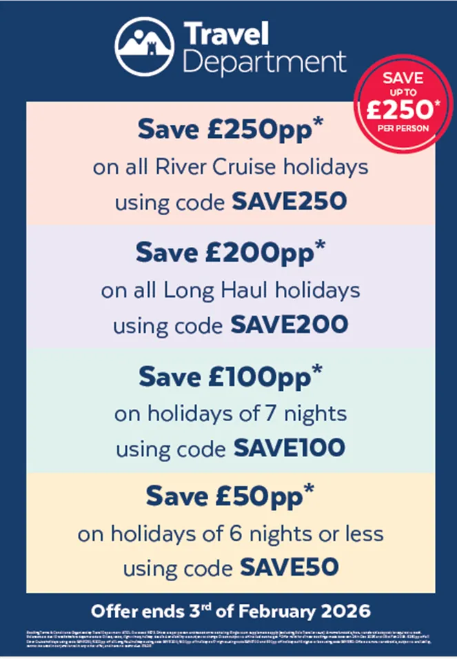 Travel Department - Save &pound;200 on all long-haul holidays!