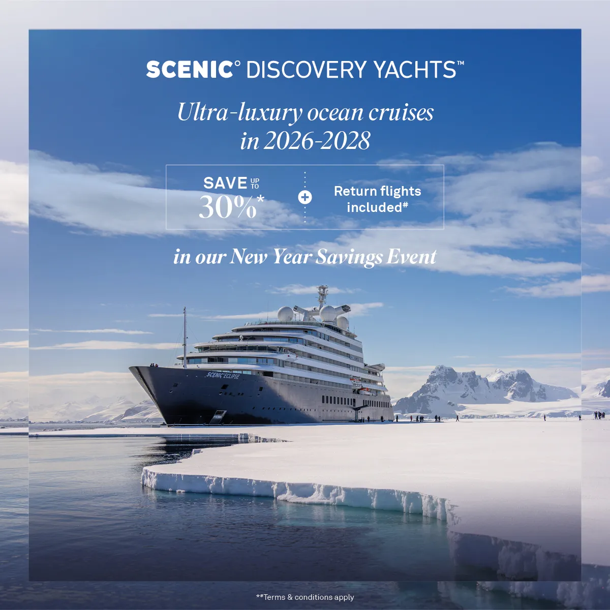 Scenic Cruises: Up to 30% off with return flights and private door-to-door chauffer transfers.&nbsp; &nbsp;