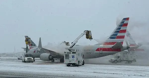 Transatlantic flights disrupted as giant winter storm hits US