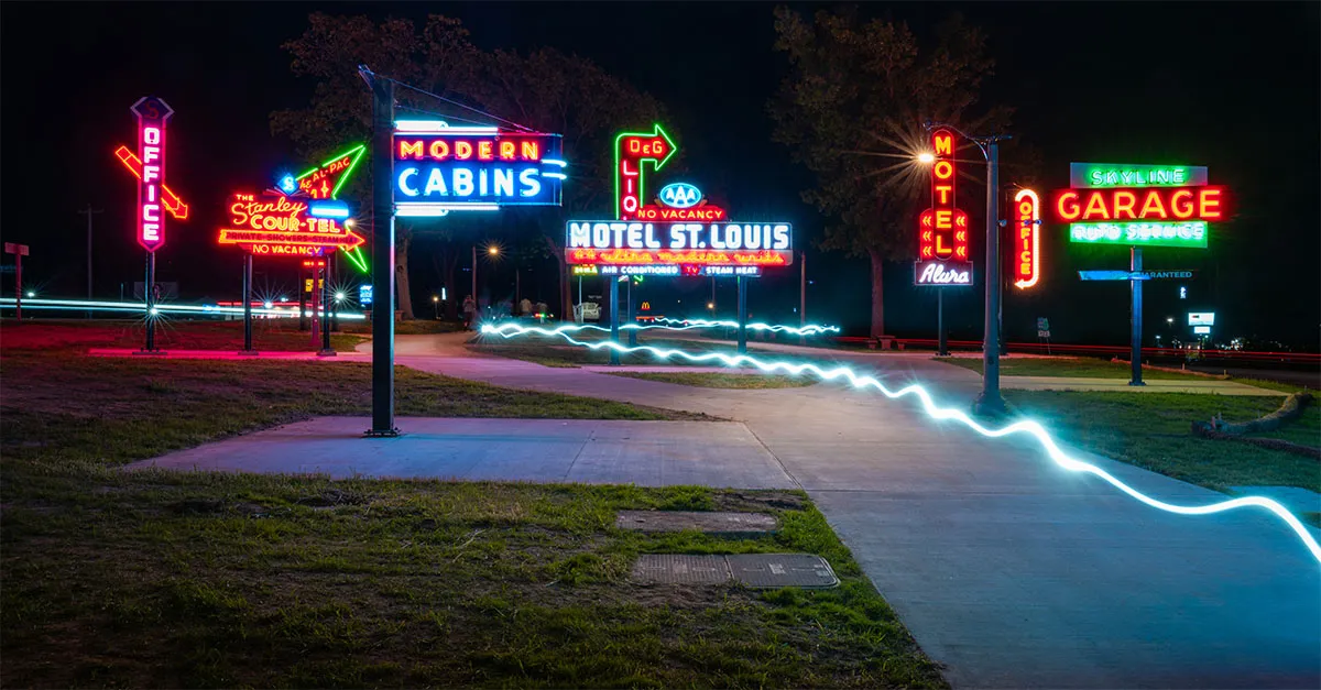 St. Robert Route 66 Neon Park 3 cr MDOT Aaron Fuhrman