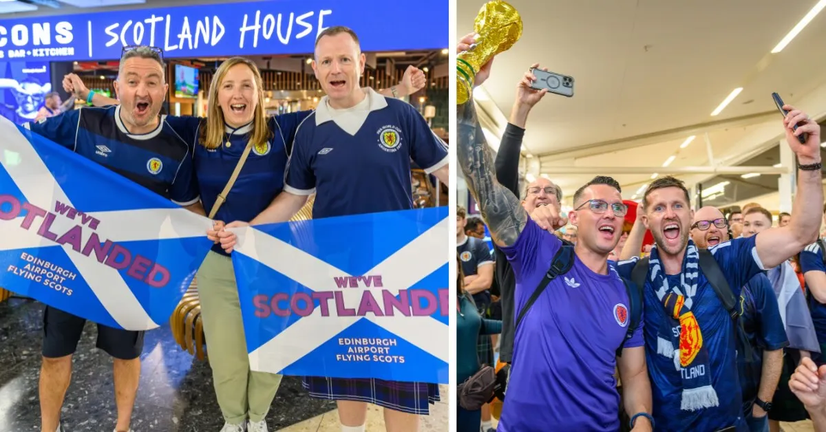 Fans at Edinburgh Airport