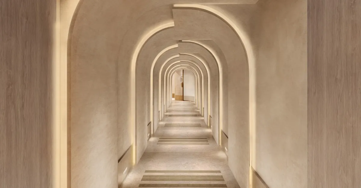 Waldorf Astoria London Admiralty Arch spa arrival corridor